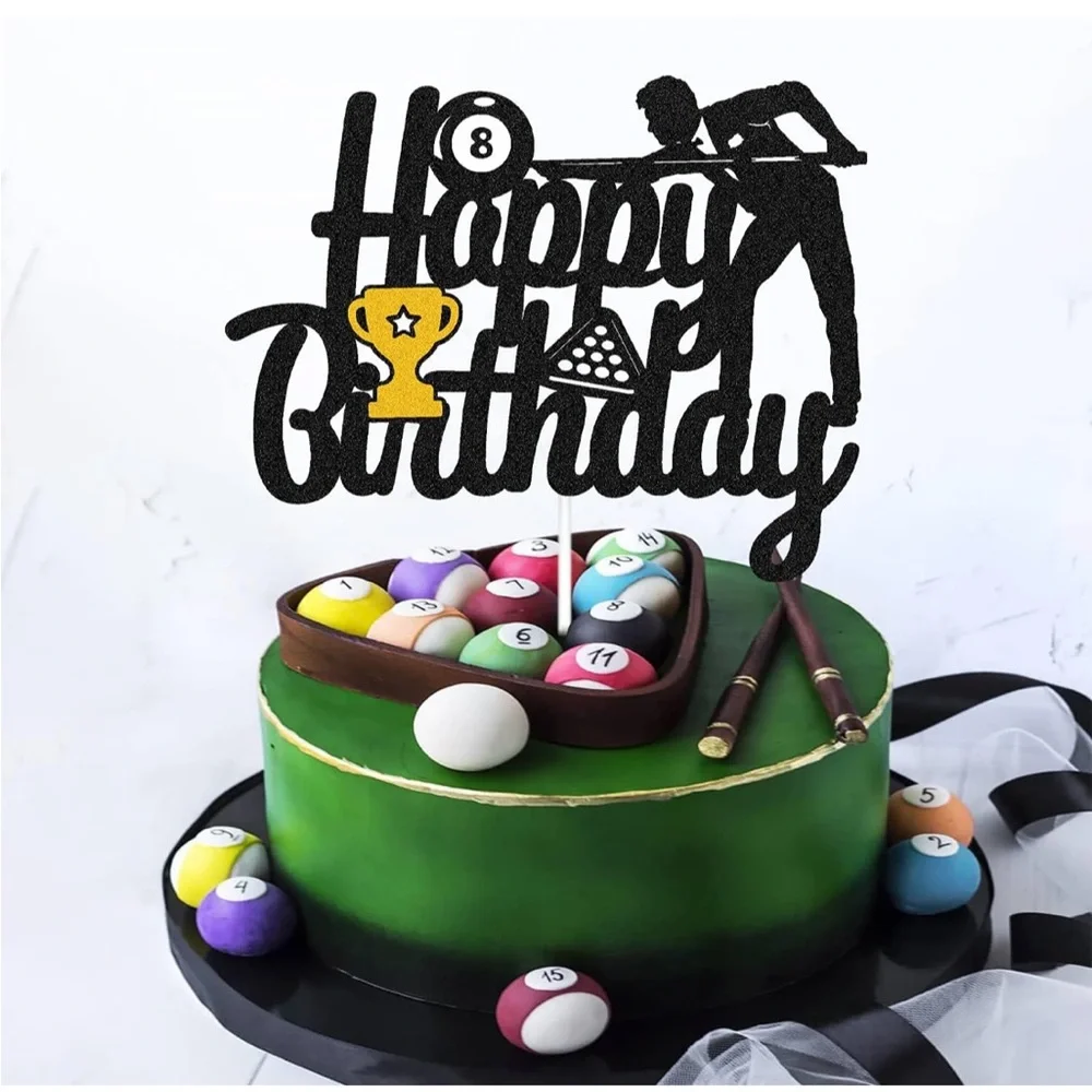 Billiards Happy Birthday Cake topper!